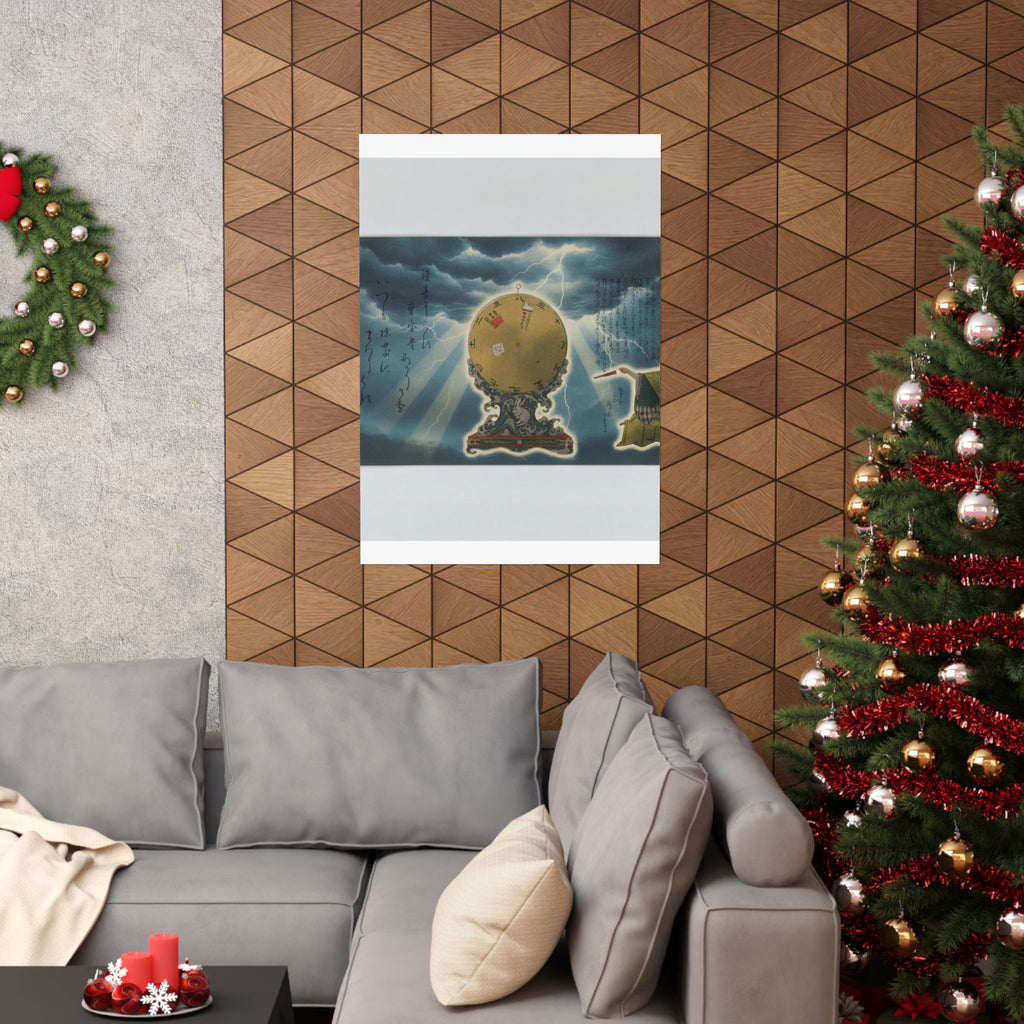 Dramatic Storm — Moveable Rotating Calendar Mounted On Elaborate Wave-Base With Rabbit Crest — Matte Poster
