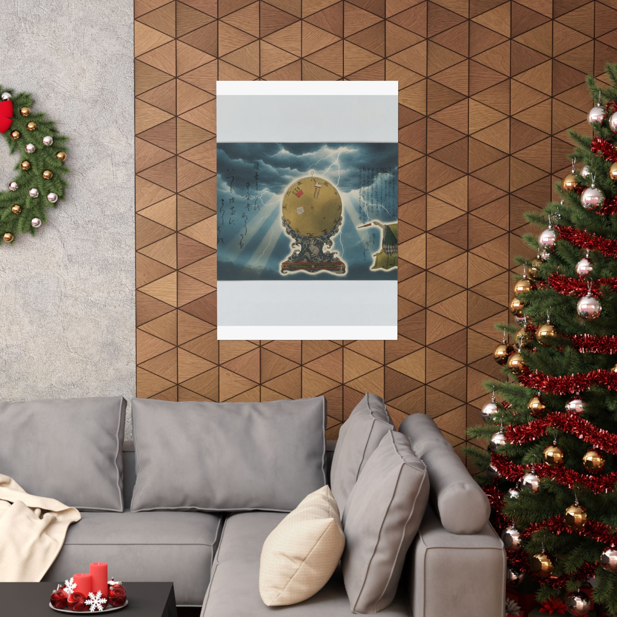 Dramatic Storm — Moveable Rotating Calendar Mounted On Elaborate Wave-Base With Rabbit Crest — Matte Poster