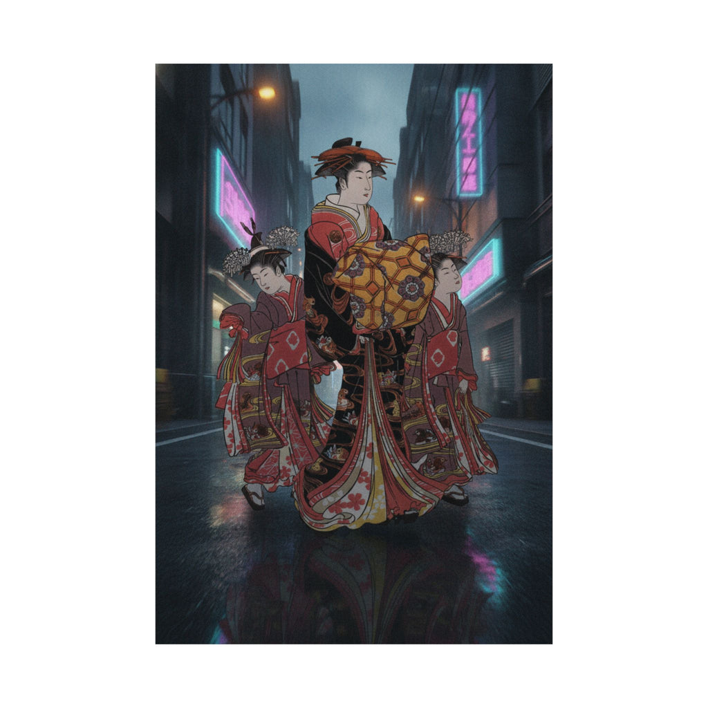 Fast Furious — An Oiran Accompanied By Two Kamuro — Matte Poster