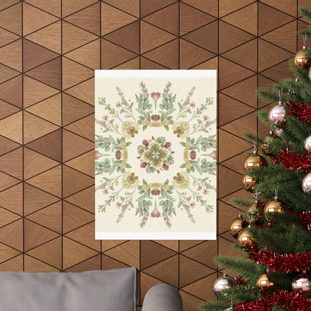 Pressed Wildflower Symmetry Cottagecore Botanical Poster