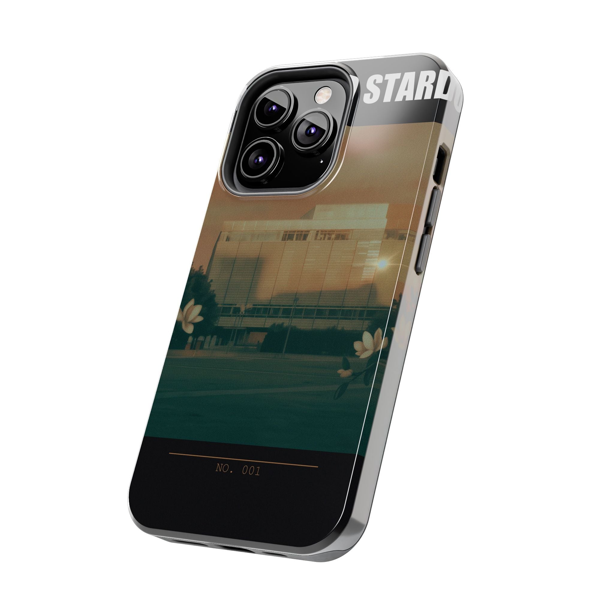 Dusk Brutalist Building and Daisies Photo Phone Case