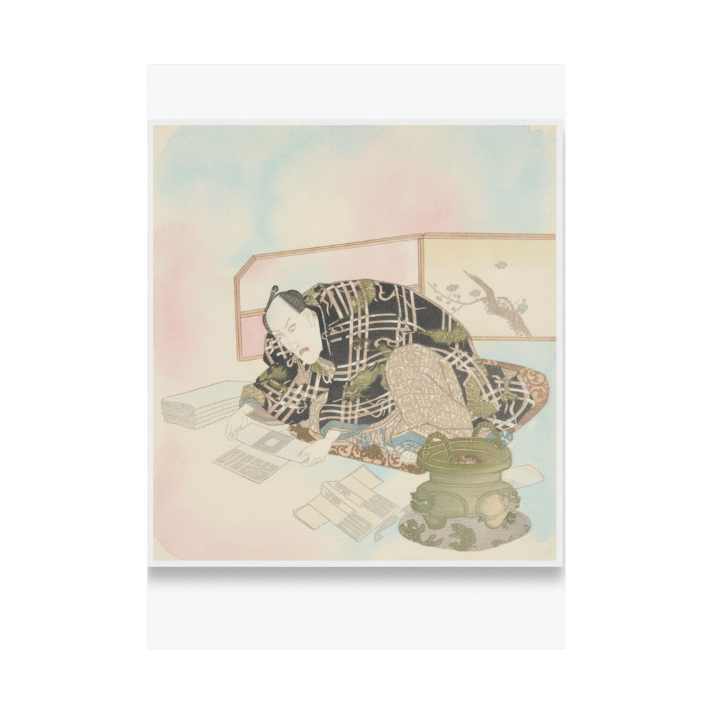 Watercolor — Ichikawa Danjūrō Vii Preparing New Year'S Gifts — Matte Poster