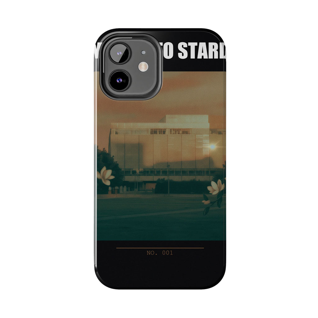 Dusk Brutalist Building and Daisies Photo Phone Case