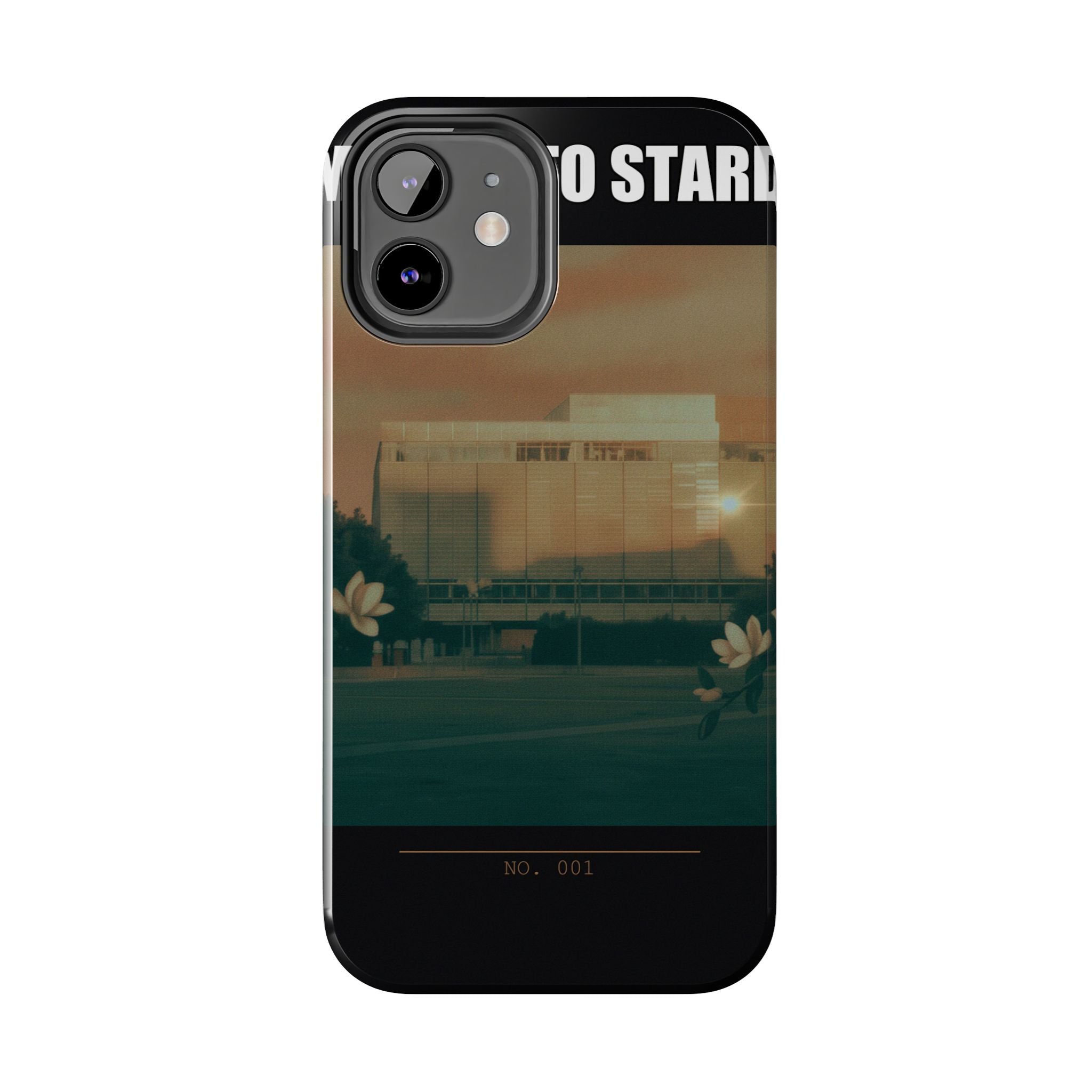 Dusk Brutalist Building and Daisies Photo Phone Case