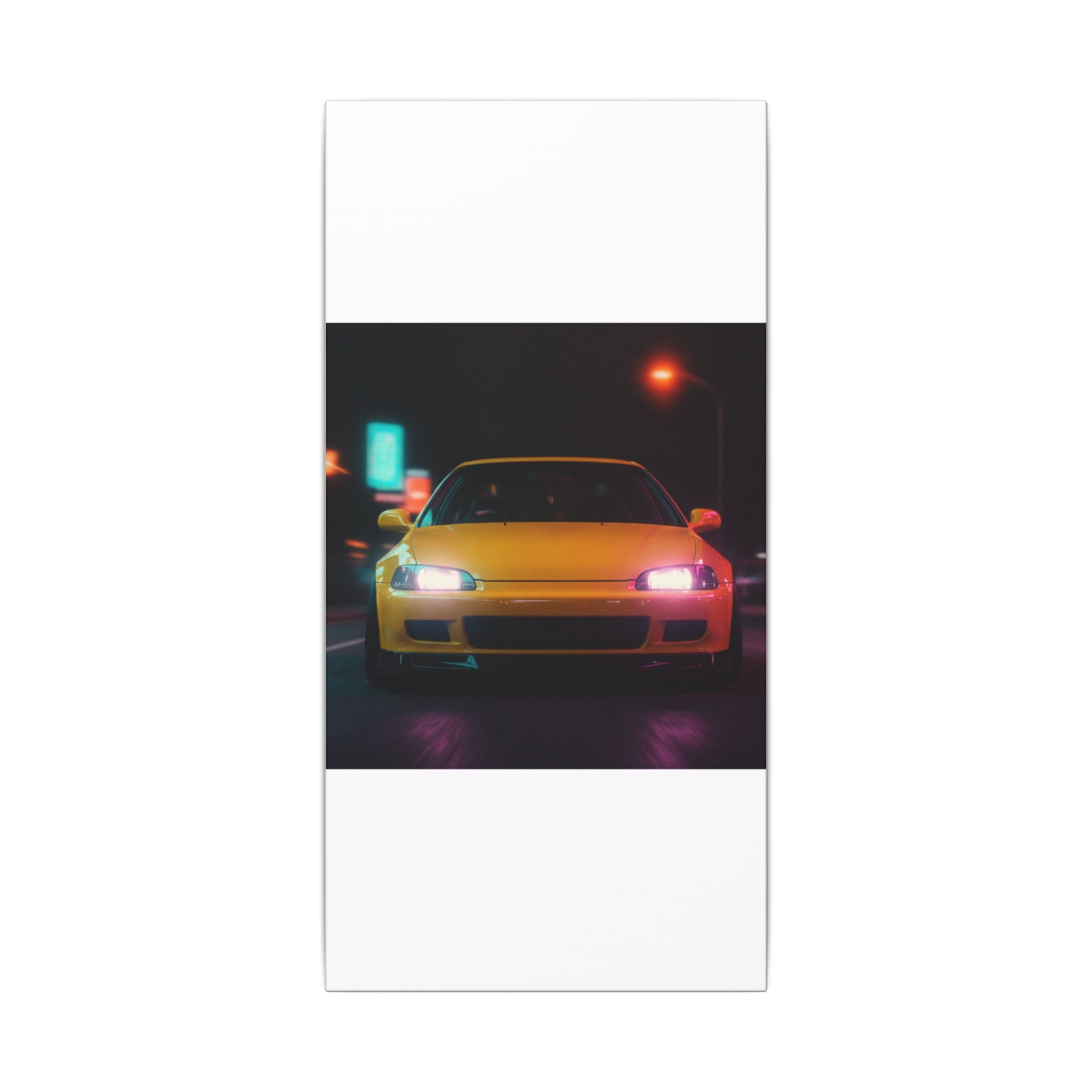 Neon Night JDM Yellow Coupe Street Matte Canvas