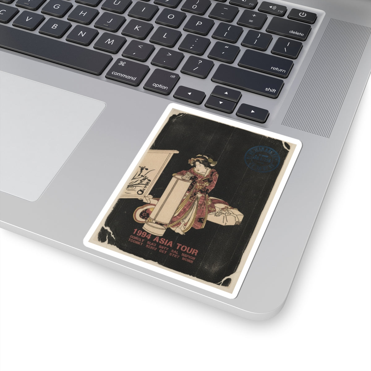Vintage Bootleg — Young Woman Leaning Over A Tall Lamp — Kiss-Cut Sticker