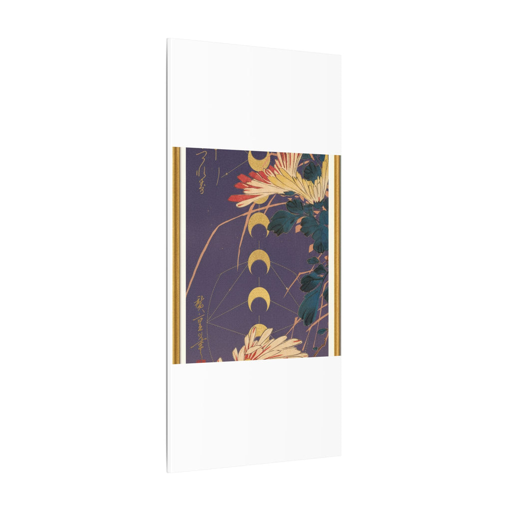 Chrysanthemum and Gold Moon Phases Woodblock Matte Canvas