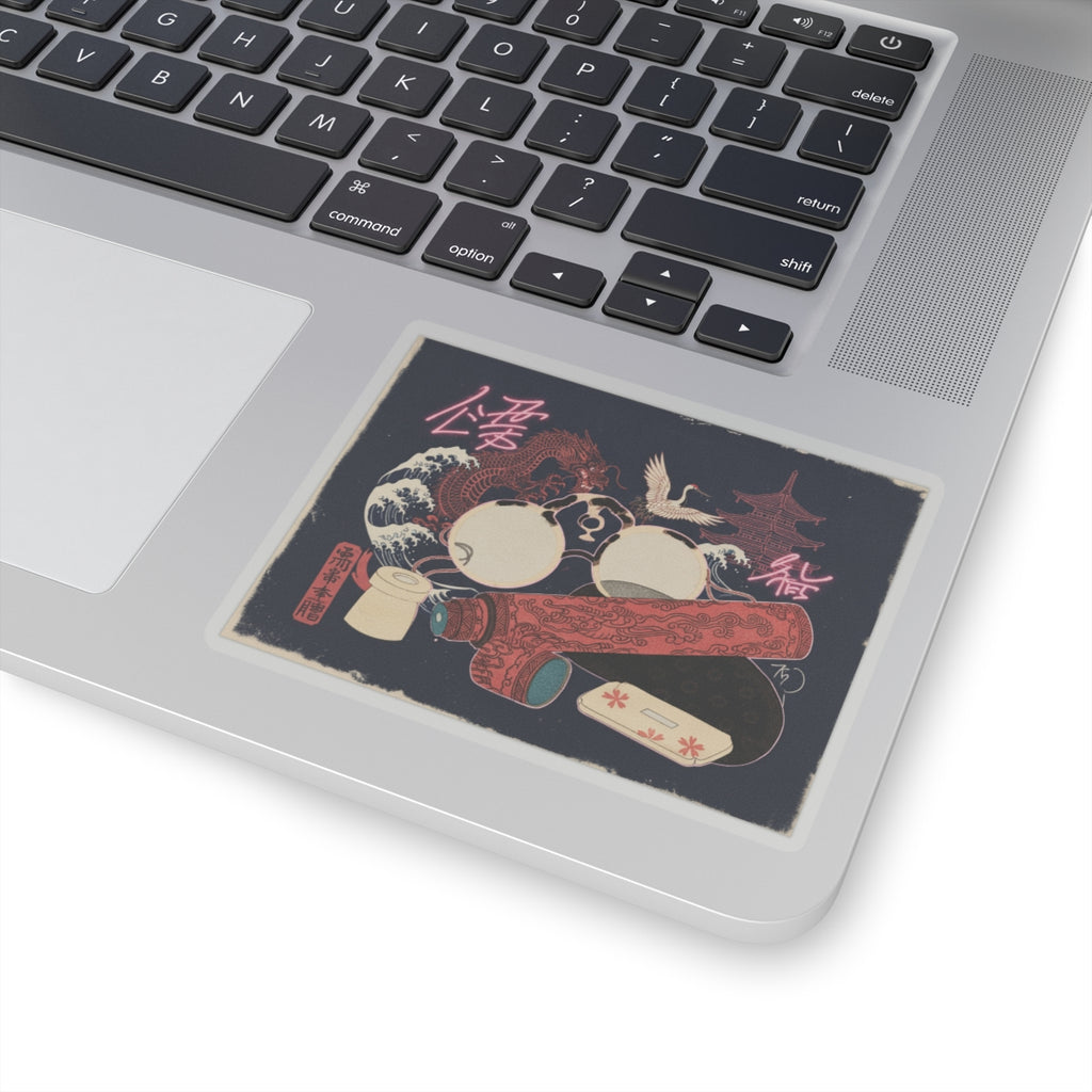 Japanese Street — Spectacles And Telescope With Cases — Kiss-Cut Sticker