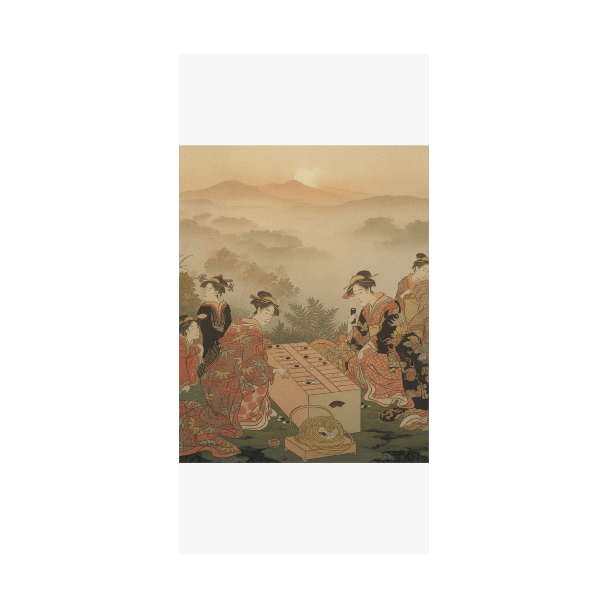 Scenic Nature — Two Young Women Playing A Game Of Sugoroku — Matte Poster