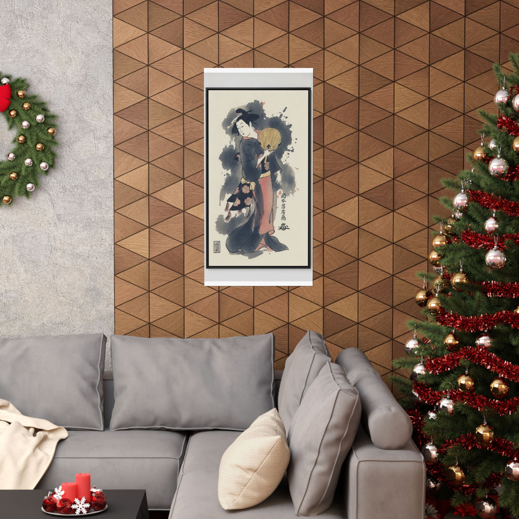 Watercolor — Girl With Fan — Matte Poster