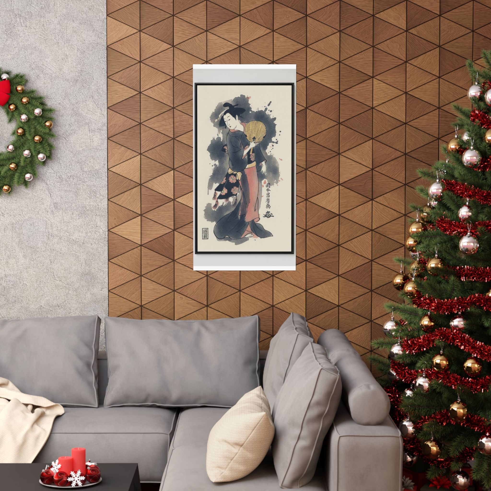 Watercolor — Girl With Fan — Matte Poster
