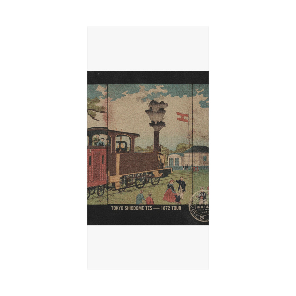 Vintage Bootleg — Illustration Of A Steam Locomotive Passing Shiodome In Tokyo (Tōkyō Shiodome Tes — Matte Poster