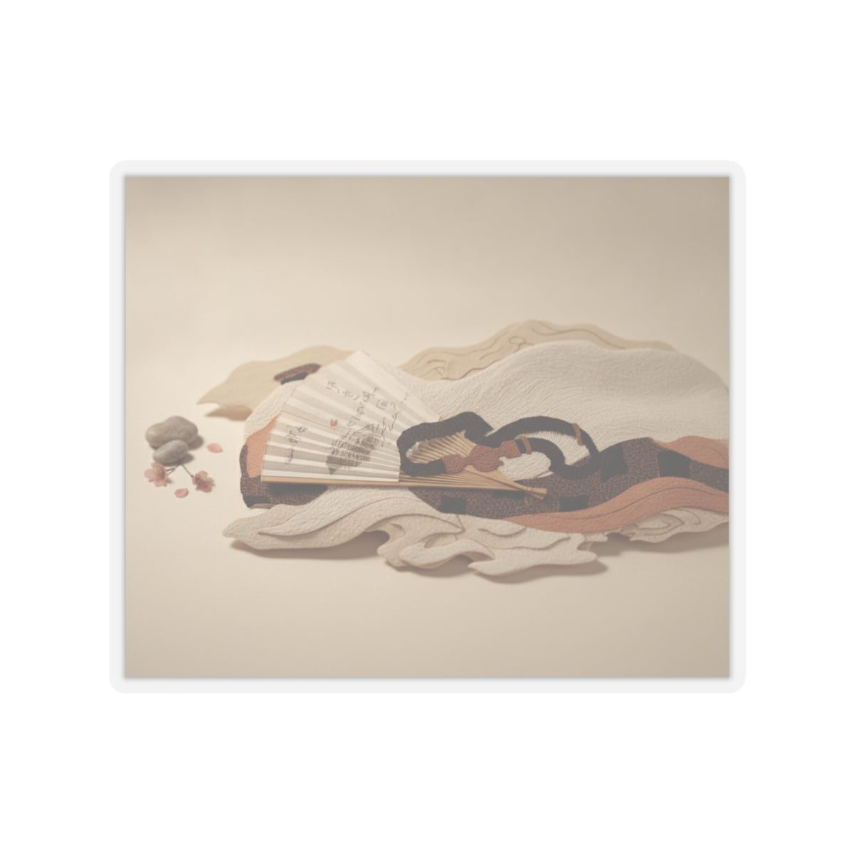 Product Marketing — Belt And Fan On A Piece Of Cloth — Kiss-Cut Sticker