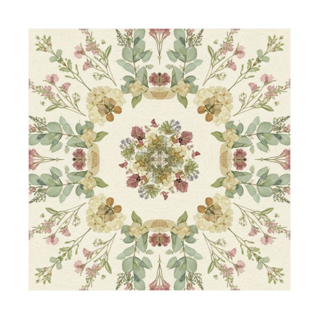 Pressed Wildflower Symmetry Cottagecore Botanical Poster