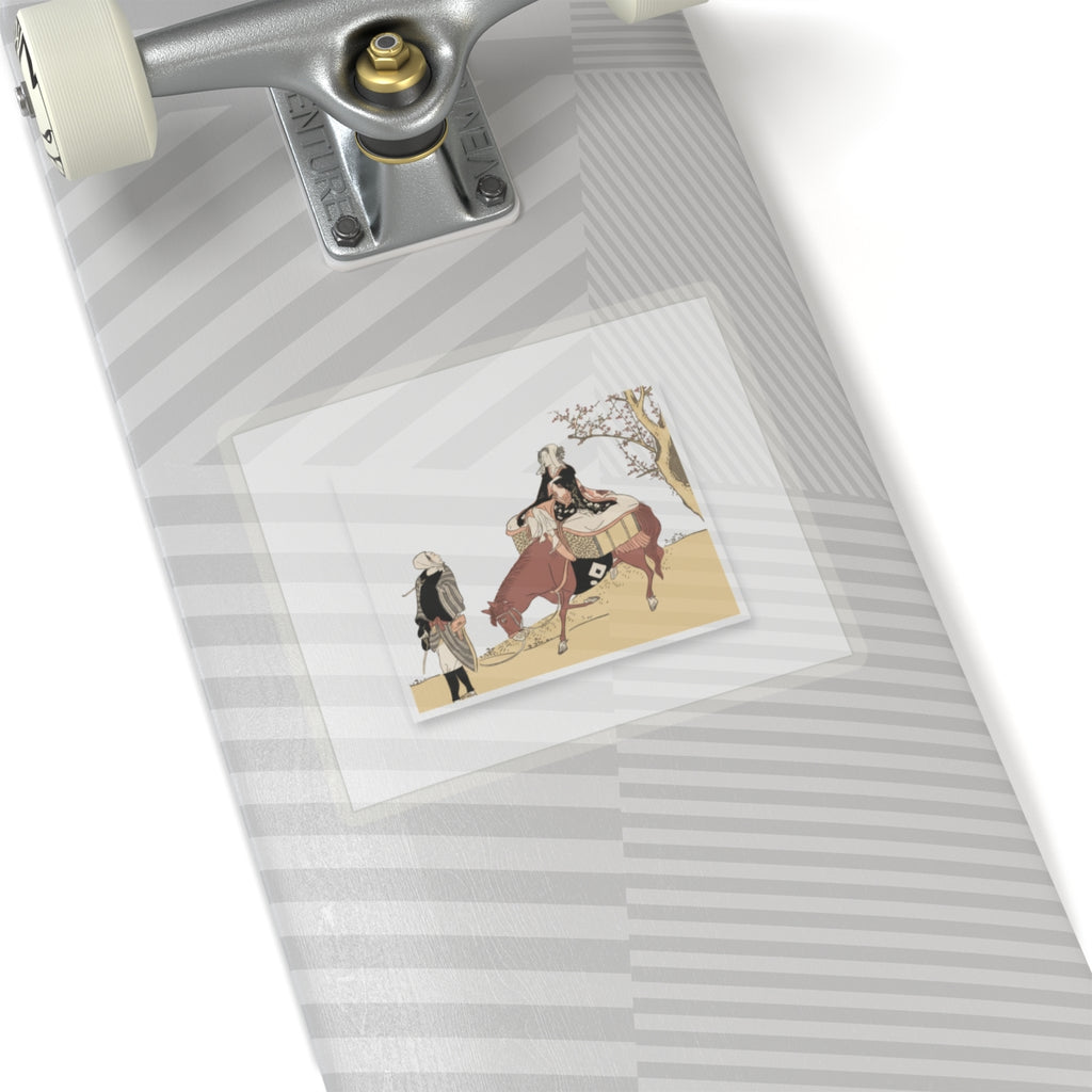 Ecommerce Main — Version Of Legend Of Michizane: Woman Riding Ox Which A Man Is Leading — Kiss-Cut Sticker