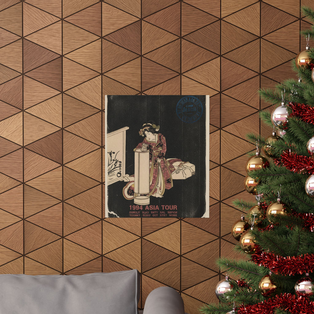 Vintage Bootleg — Young Woman Leaning Over A Tall Lamp — Matte Poster