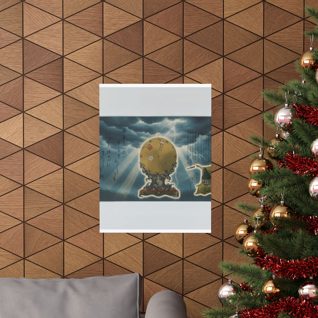 Dramatic Storm — Moveable Rotating Calendar Mounted On Elaborate Wave-Base With Rabbit Crest — Matte Poster