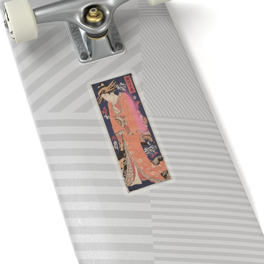 Japanese Street — Geisha, Probably A Singing Girl — Kiss-Cut Sticker