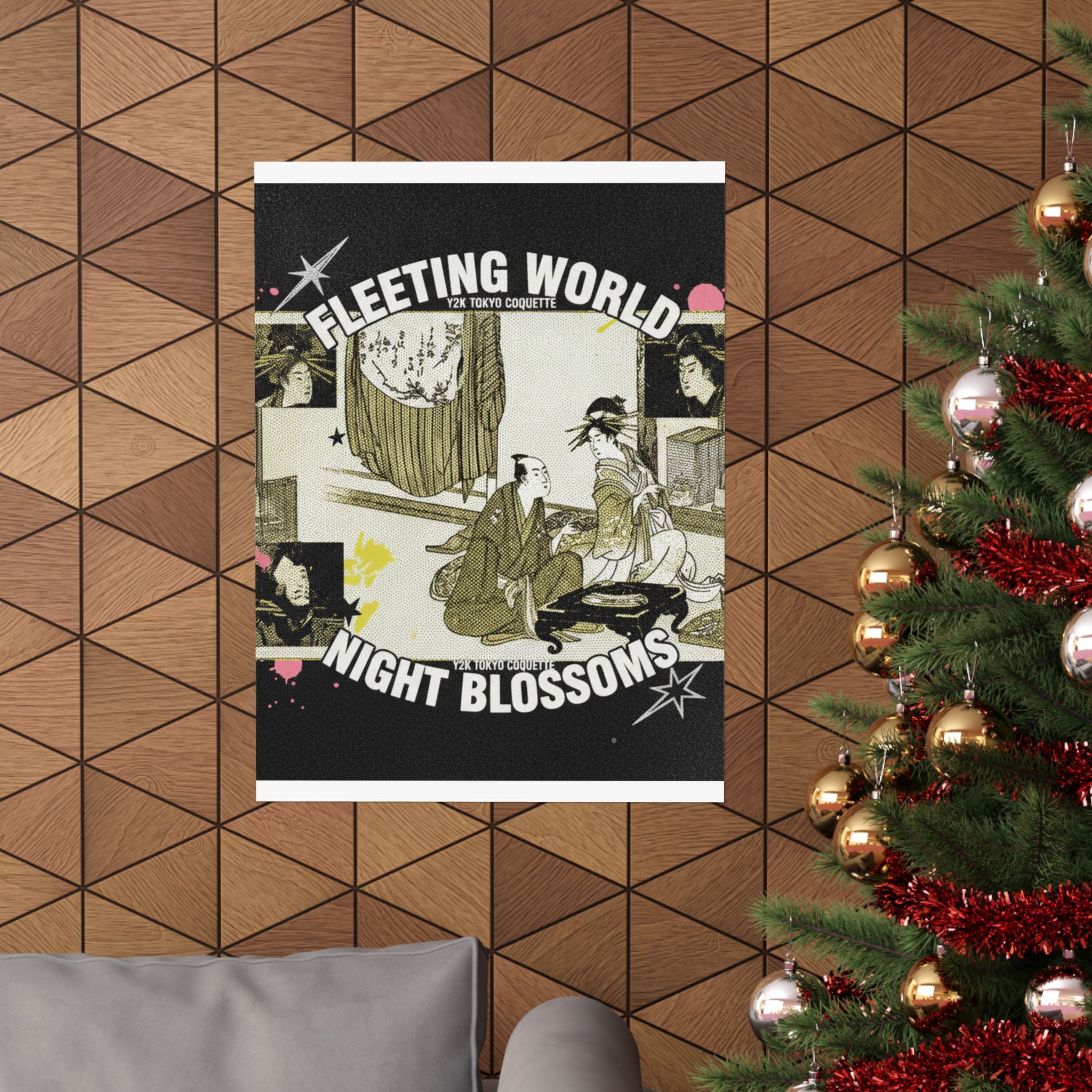 Streetwear Collage — Courtesan With Client Before A Tokonoma Alcove — Matte Poster