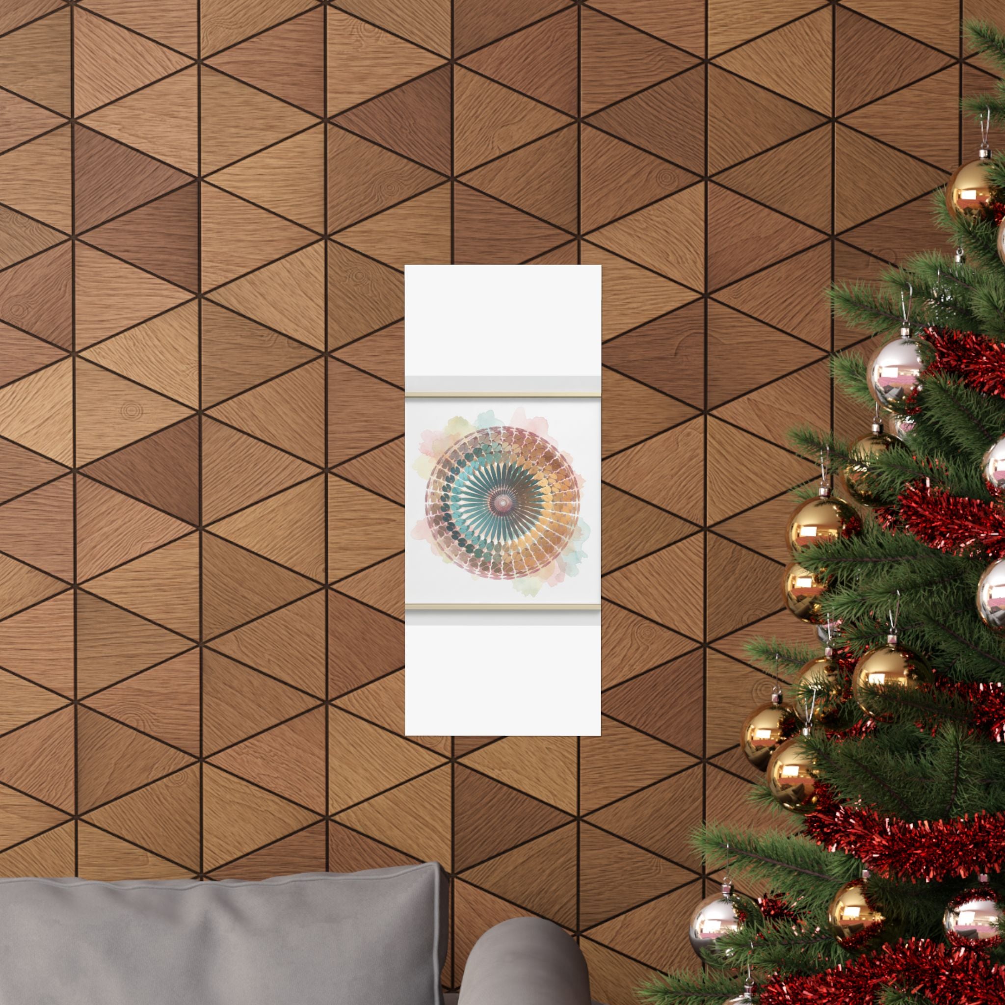 Terracotta and Teal Watercolour Spiral Mandala Poster