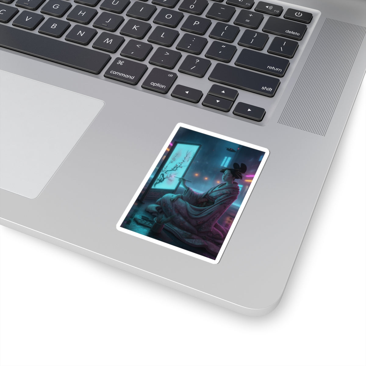 Neon Noir — Young Woman Painting A Screen — Kiss-Cut Sticker