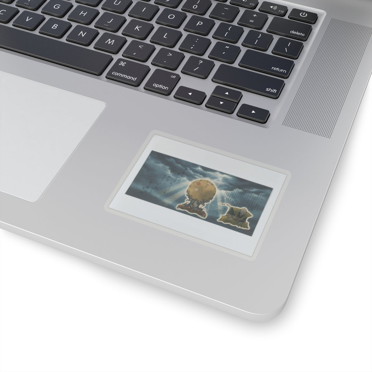 Dramatic Storm — Moveable Rotating Calendar Mounted On Elaborate Wave-Base With Rabbit Crest — Kiss-Cut Sticker