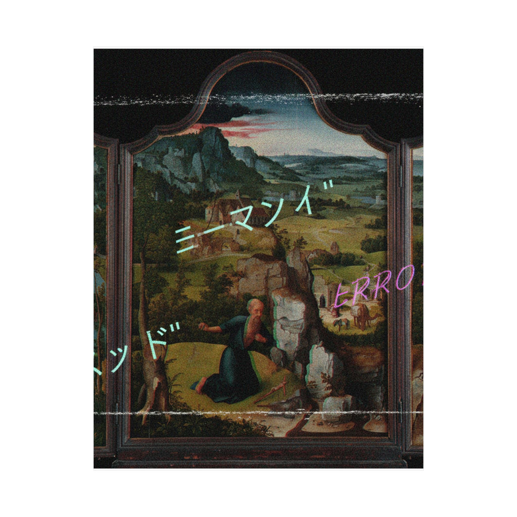 Glitched Renaissance Triptych Vaporwave ERROR Matte Poster
