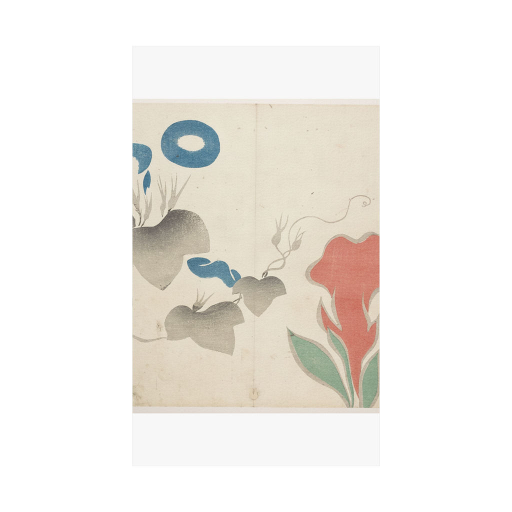 Watercolor — Design Of Morning–Glory And Other Flowers — Matte Poster