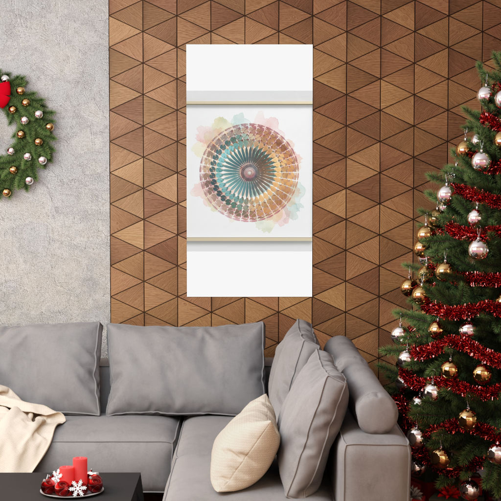 Terracotta and Teal Watercolour Spiral Mandala Poster
