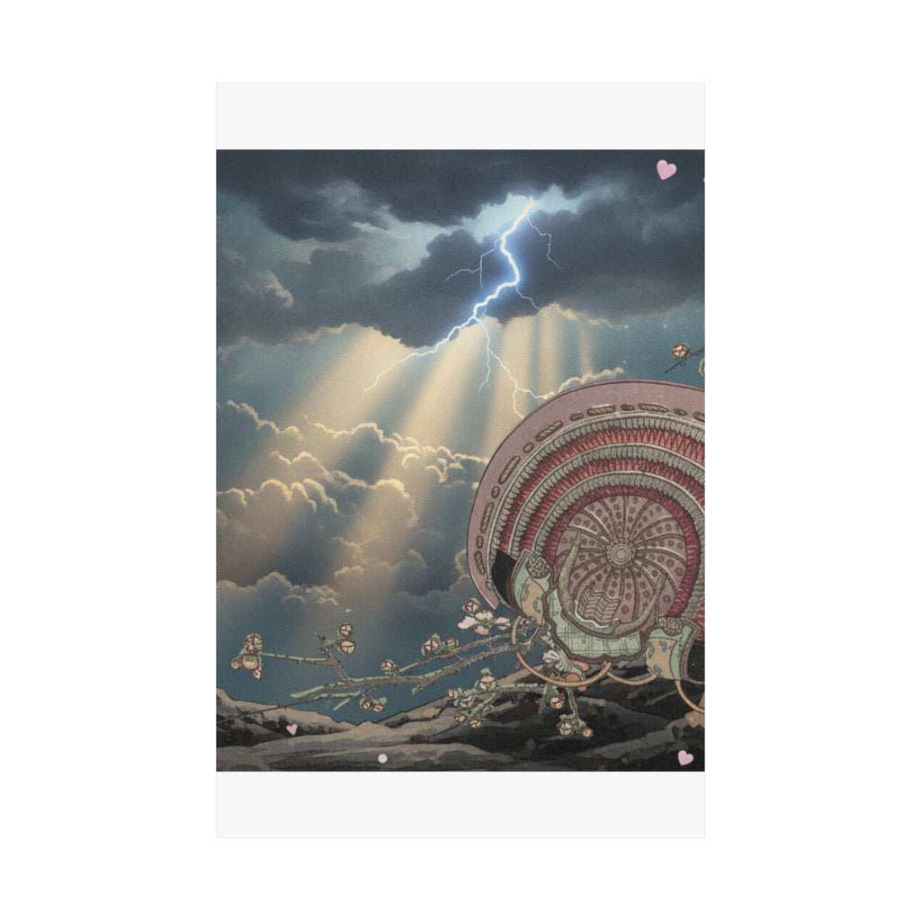 Dramatic Storm — Helmet And Plum Blossoms — Matte Poster