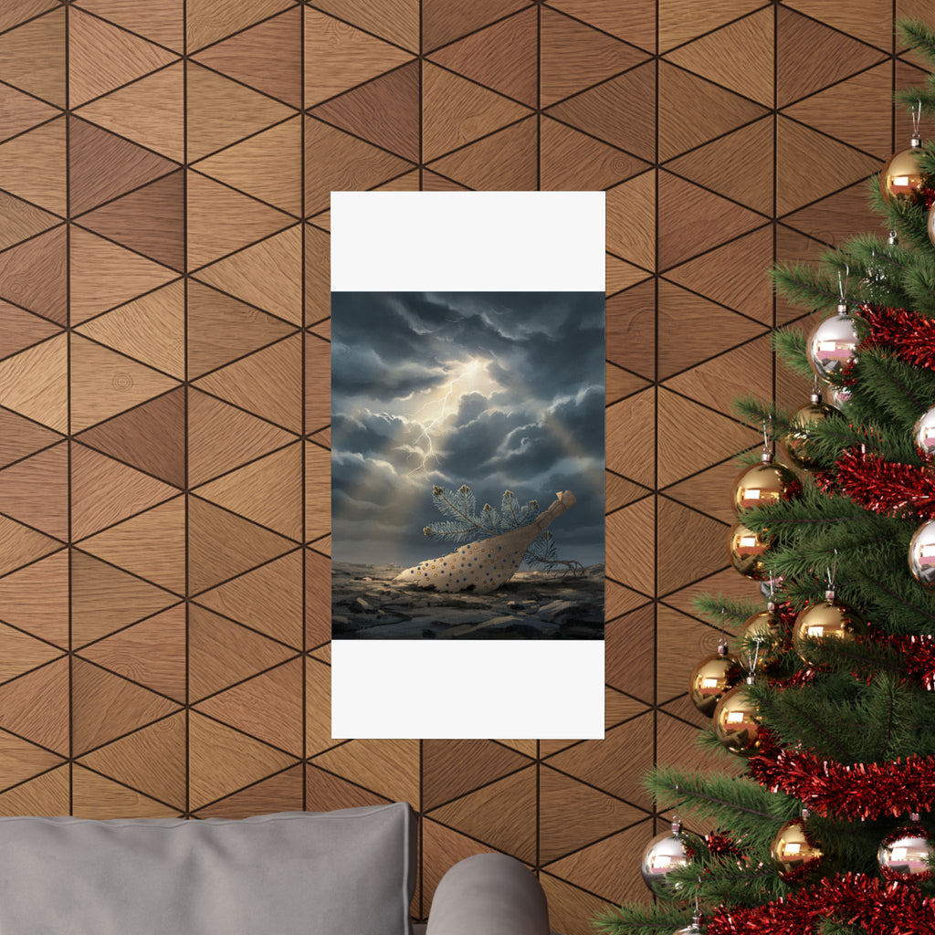 Dramatic Storm — Young Pine Tree And Jeweled Broom — Matte Poster
