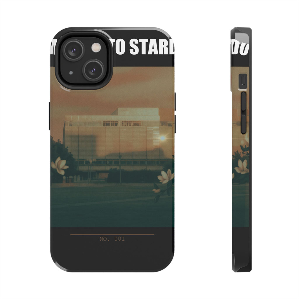 Dusk Brutalist Building and Daisies Photo Phone Case