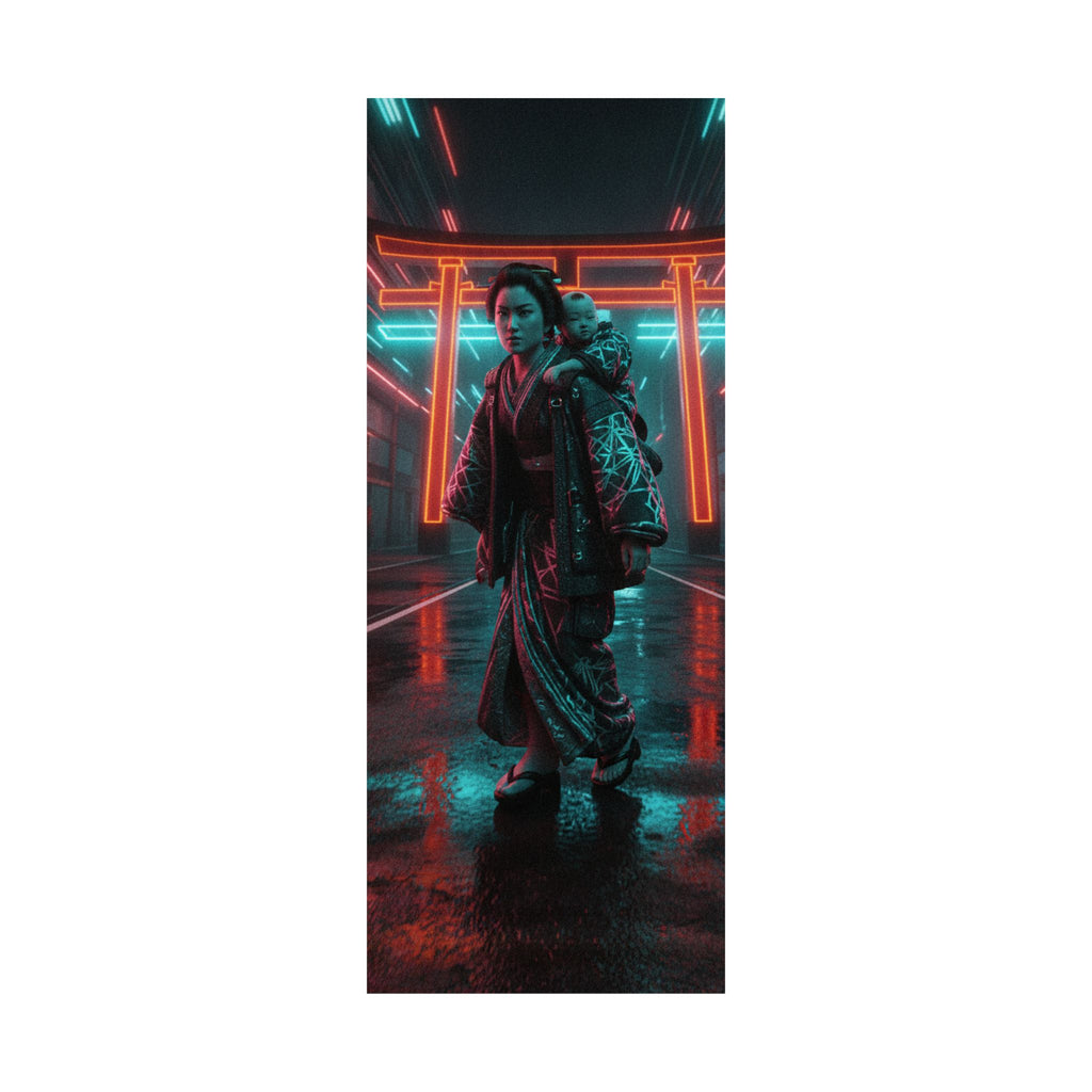 Fast Furious — A Woman Carrying A Child On Her Back Near The Entrance To A Temple — Matte Poster