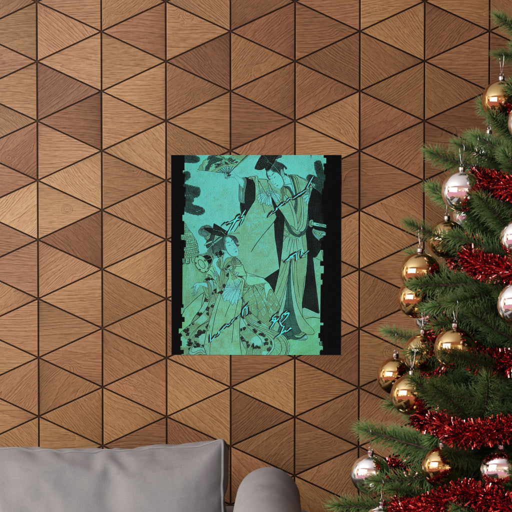 Glitch Culture — Young Lady With Drum And Man With Fan Saluting Her — Matte Poster