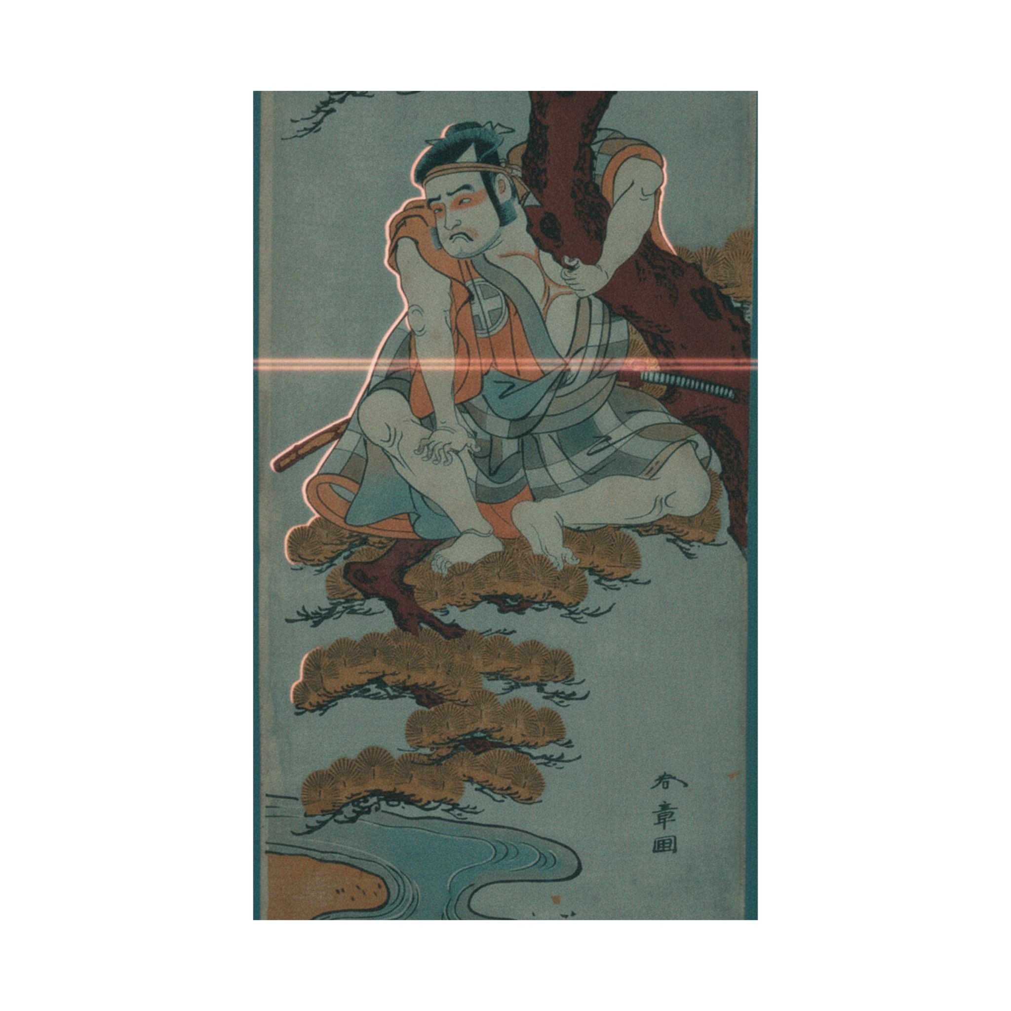 Cinematic — The Actor Otani Hiroemon Iii Watching From The Branches Of A Pine Tree Overhangi — Matte Poster