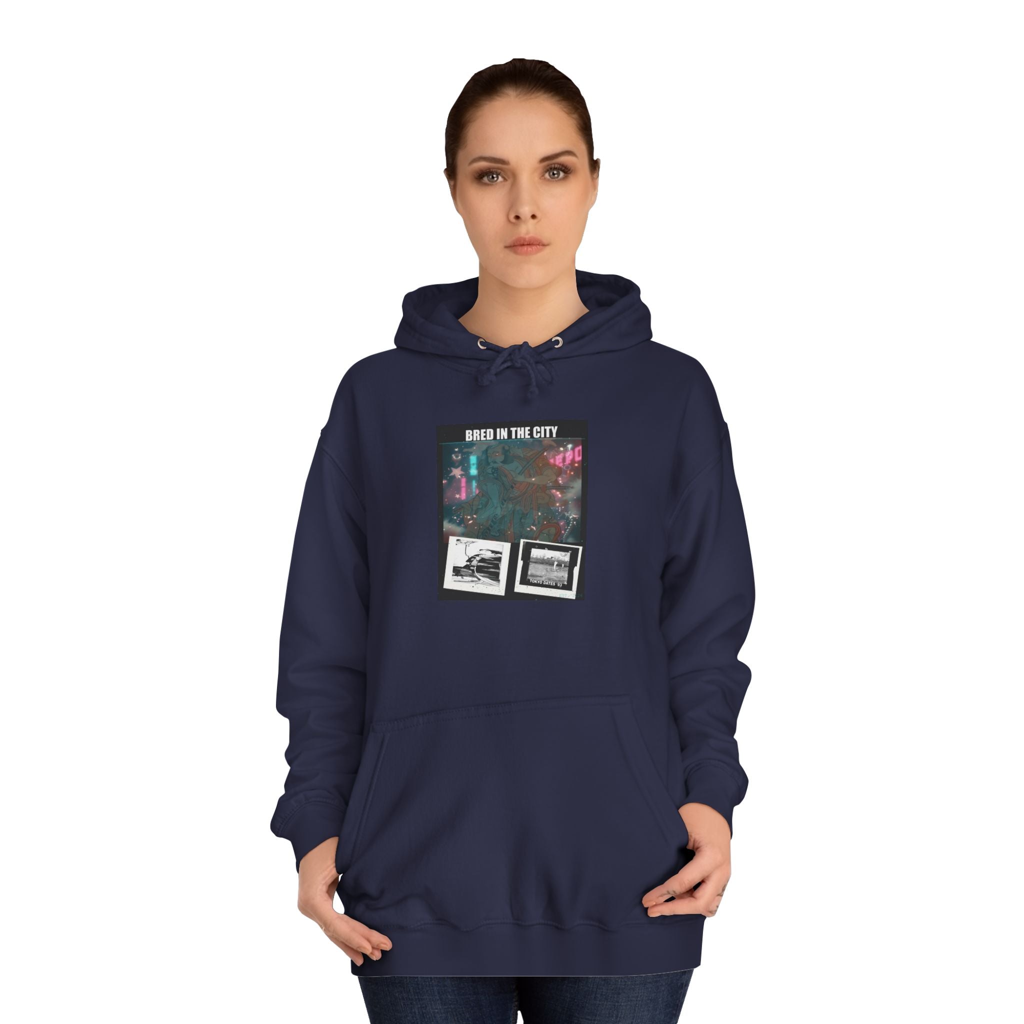 Bred In The City Neon Car Polaroid Collage Hoodie