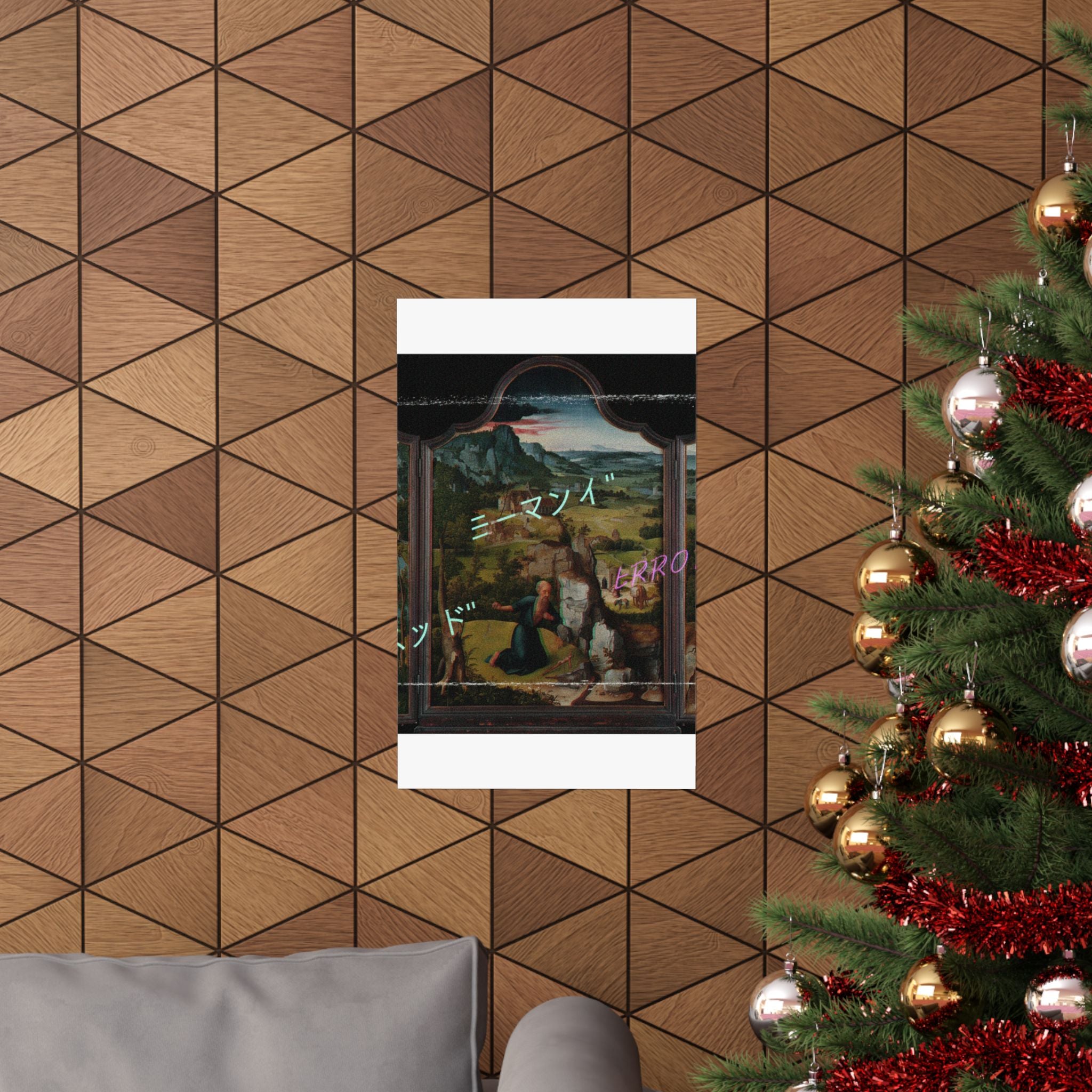 Glitched Renaissance Triptych Vaporwave ERROR Matte Poster