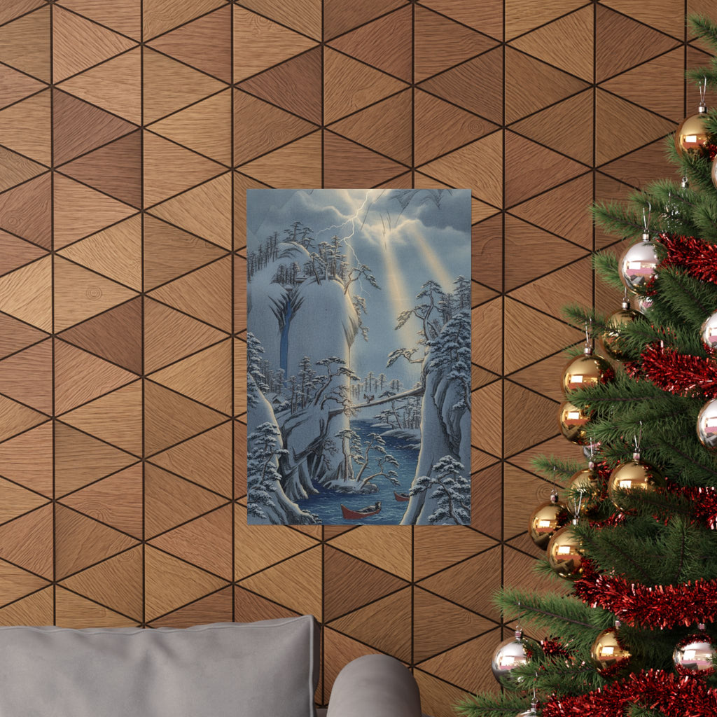 Dramatic Storm — River Gorge In Snow — Matte Poster