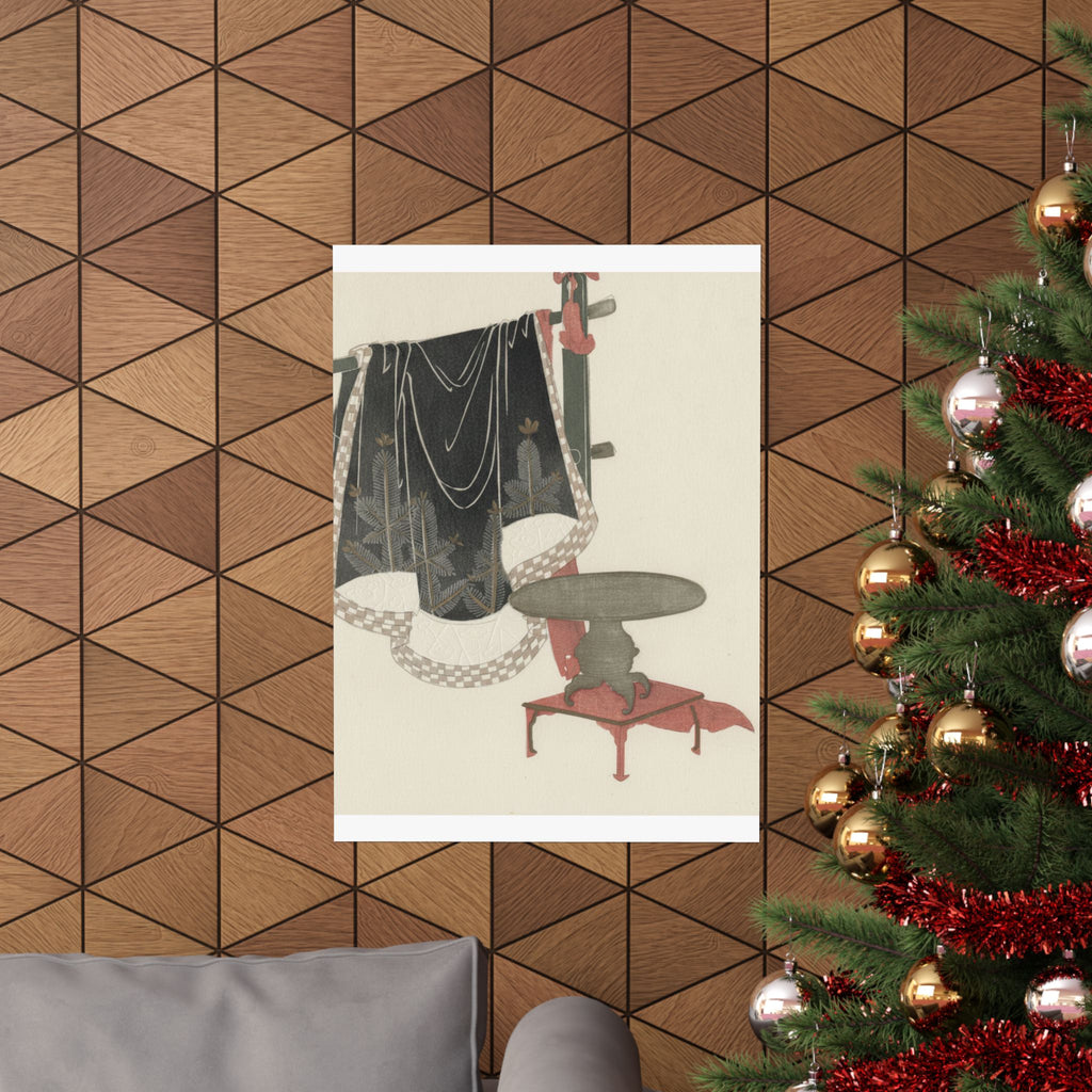 Botanical — Flower Vase With Stand; Dress Hanging On A Clothesrack — Matte Poster