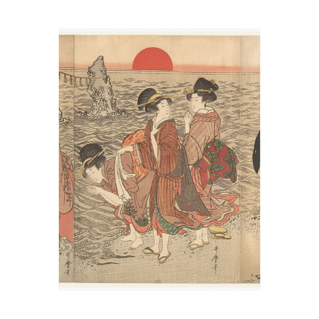 Ecommerce Main — Women Worshipping The Rising Sun Between The Twin Rocks At Ise — Matte Poster