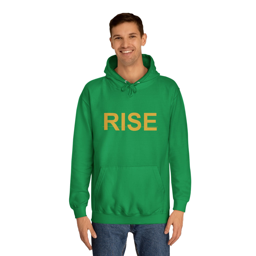 RISE Gold Block Letter Minimal Typography Hoodie