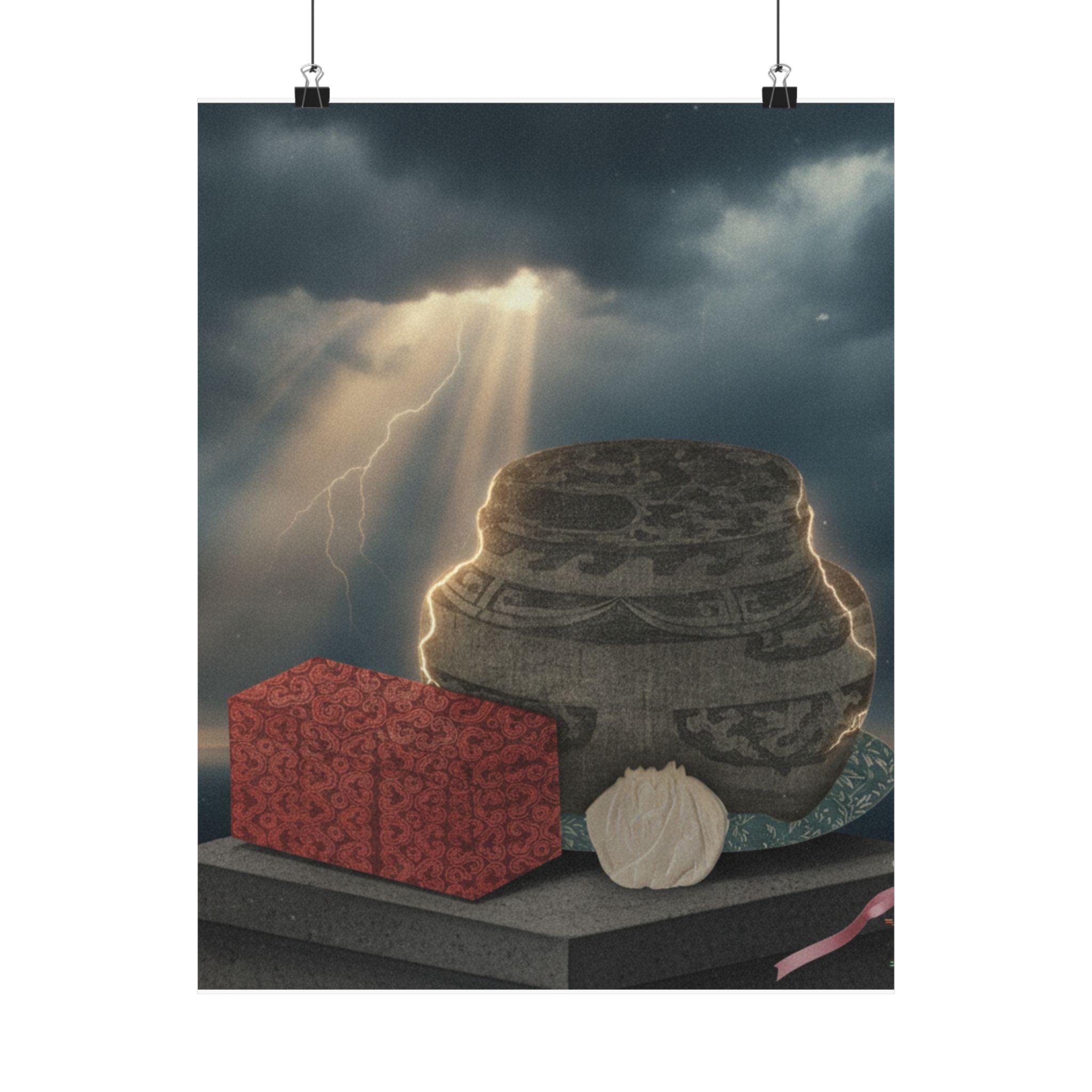 Dramatic Storm — Fire-Holder And Tea-Box — Matte Poster