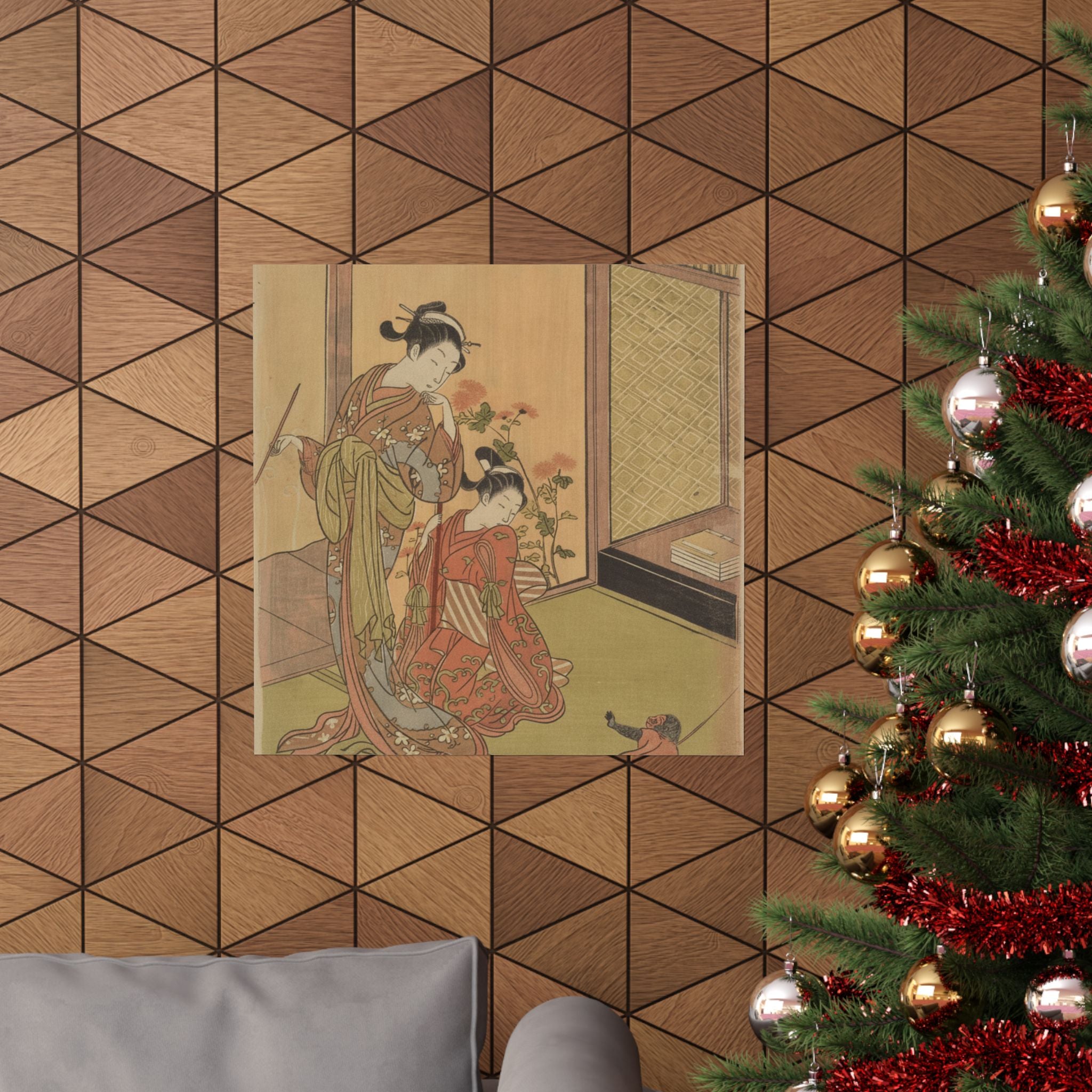 Affirmation — Two Girls Looking At A Monkey On A Leash — Matte Poster