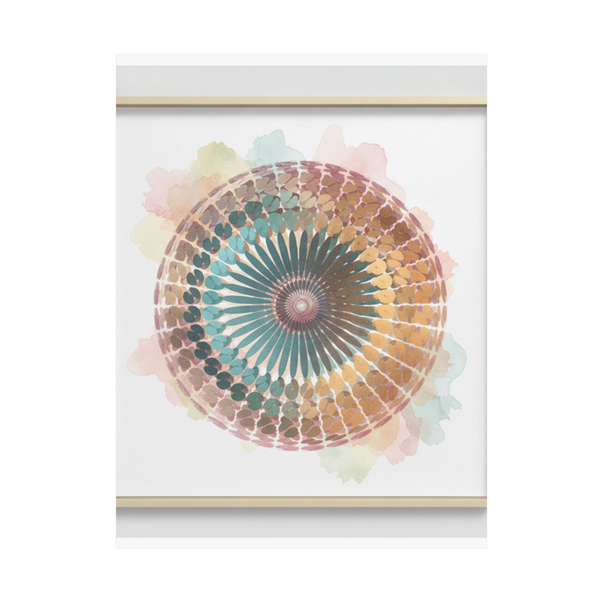 Terracotta and Teal Watercolour Spiral Mandala Poster