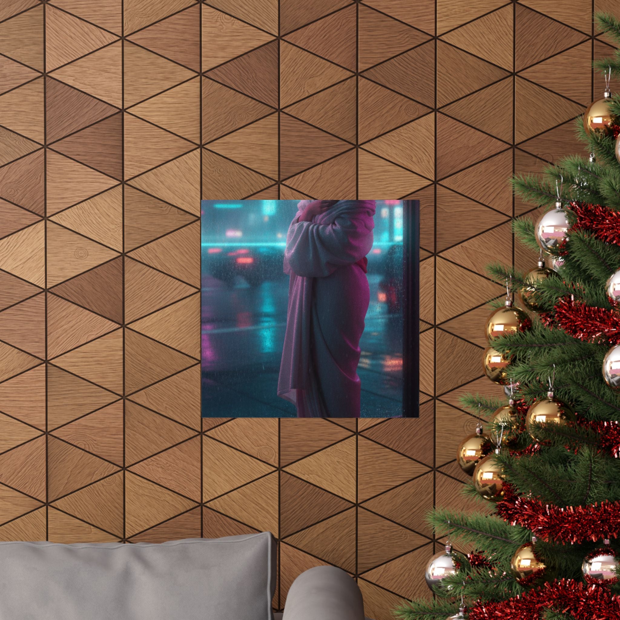 Neon Noir — Girl Drying Herself After Her Bath — Matte Poster