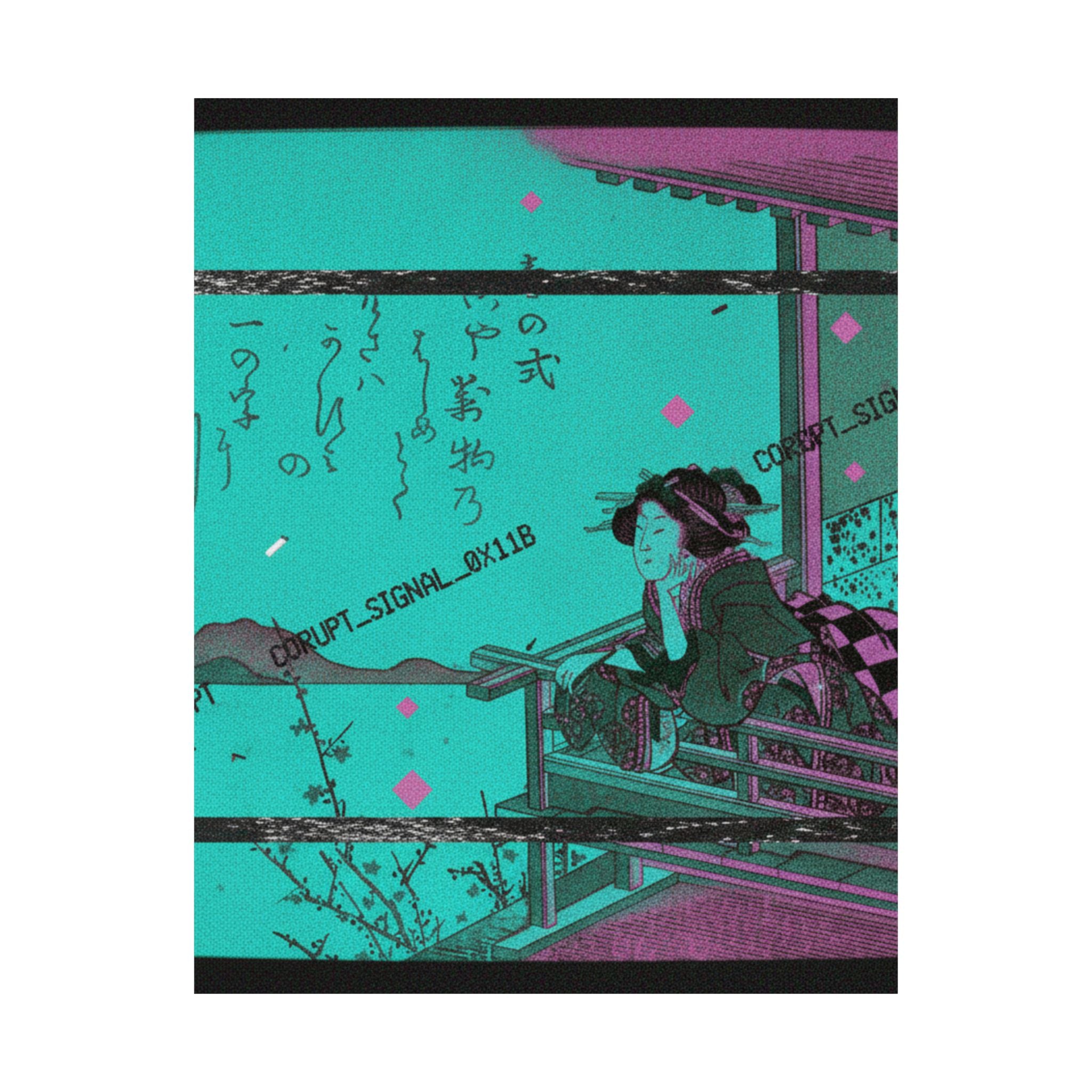 Glitch Culture — Courtesan Leaning On The Railing Of A Veranda — Matte Poster