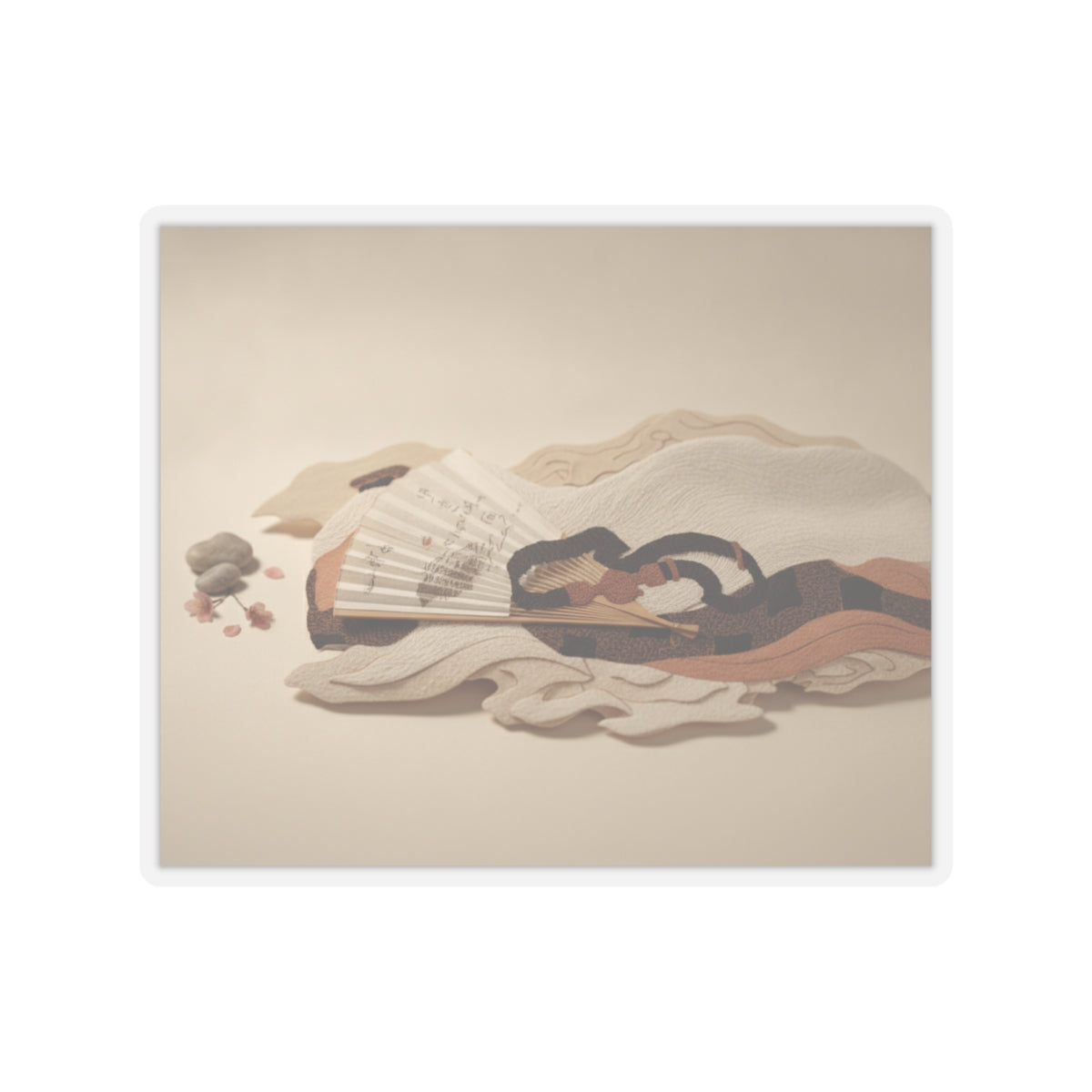 Product Marketing — Belt And Fan On A Piece Of Cloth — Kiss-Cut Sticker