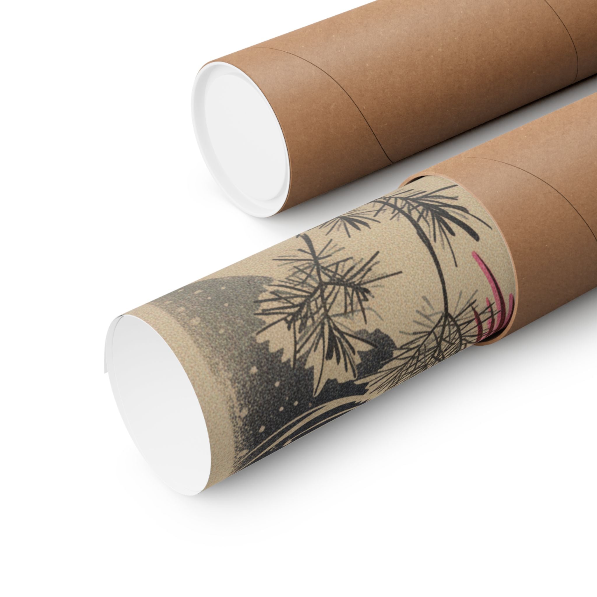 Japanese Street — Golden Pheasant And Pine Shoots In Snow — Matte Poster