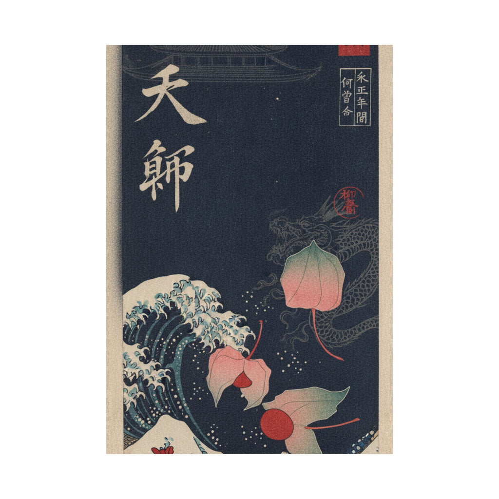 Japanese Street — Winter Cherries — Matte Poster