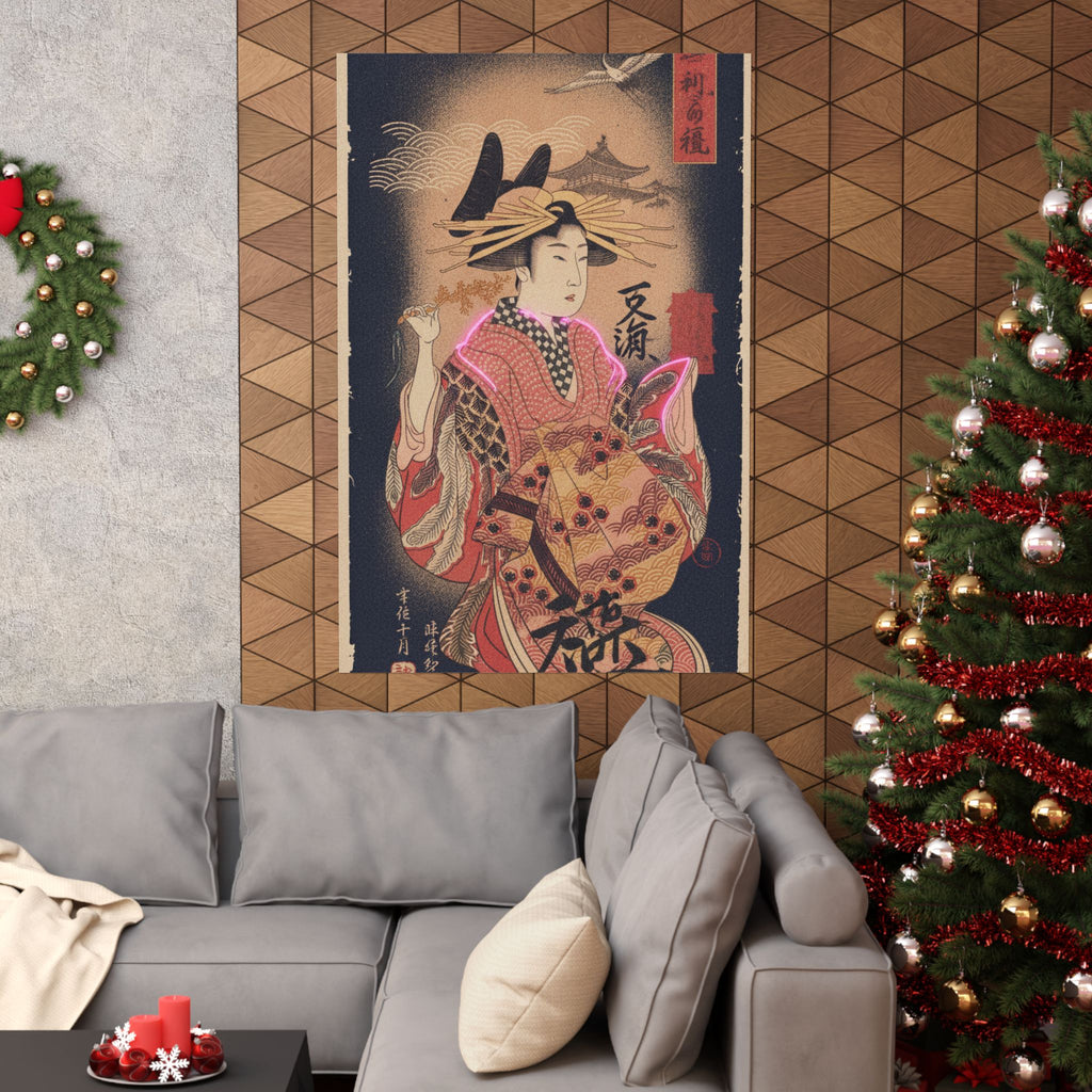 Japanese Street — Courtesan With Branch Of Seri — Matte Poster